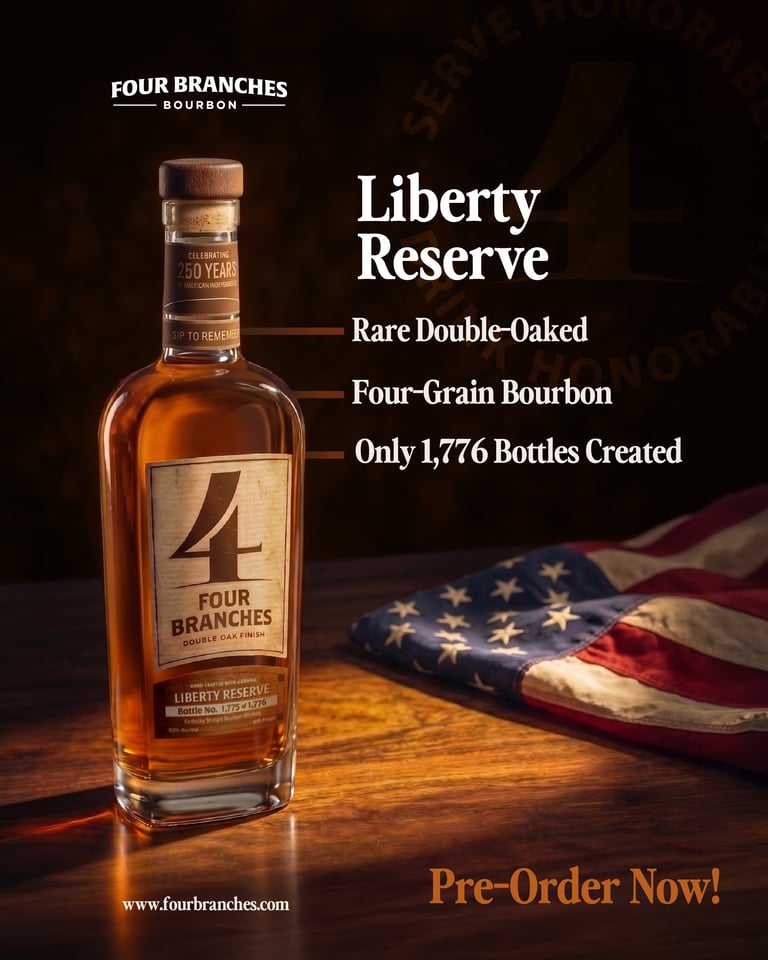 Ahead of America’s 250th Anniversary, Four Branches Bourbon Unveils Limited-Edition Liberty Reserve