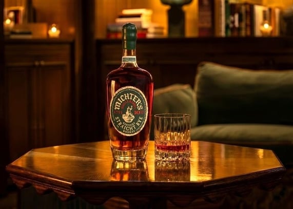 Michter's Coveted 10 Year Rye bottle and glass
