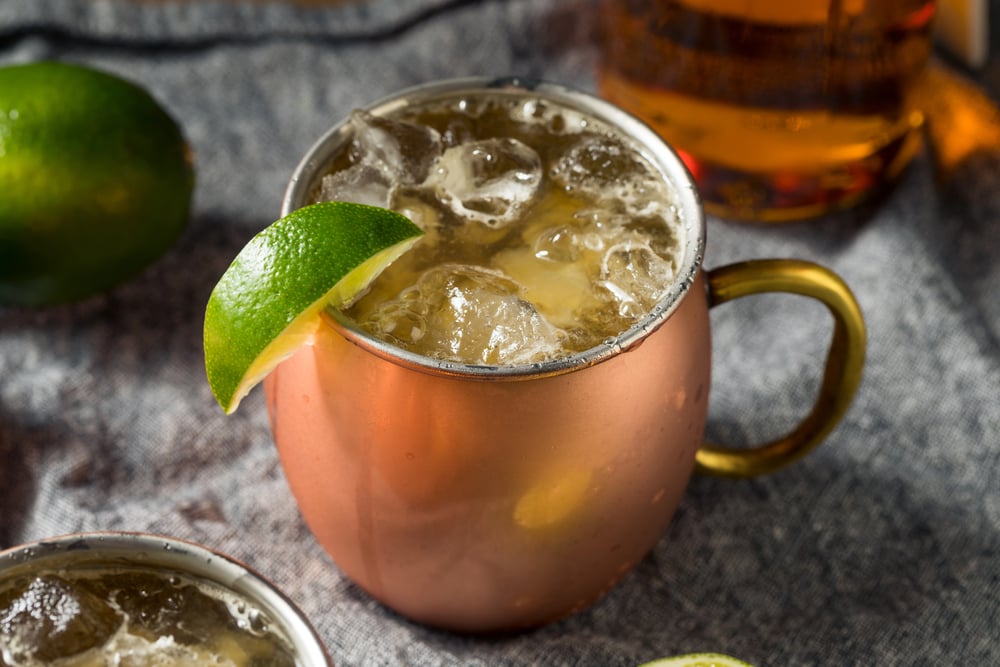 Maple Kentucky Mule Cocktail with Ginger Beer and Lime