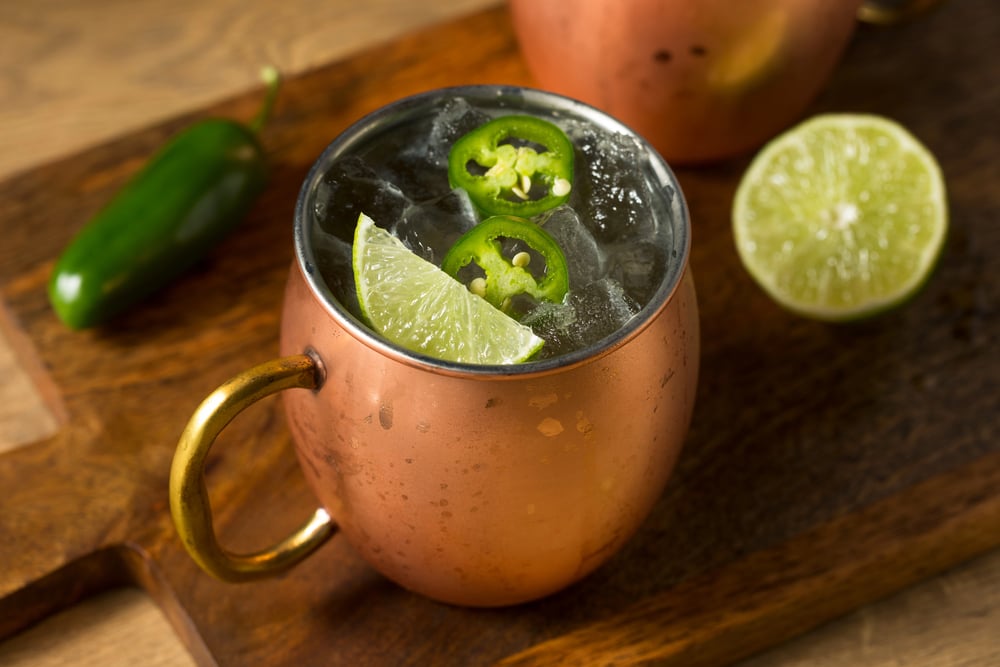 Refreshing Spicy Jalapeno kentuchy Mule with Lime and Ginger