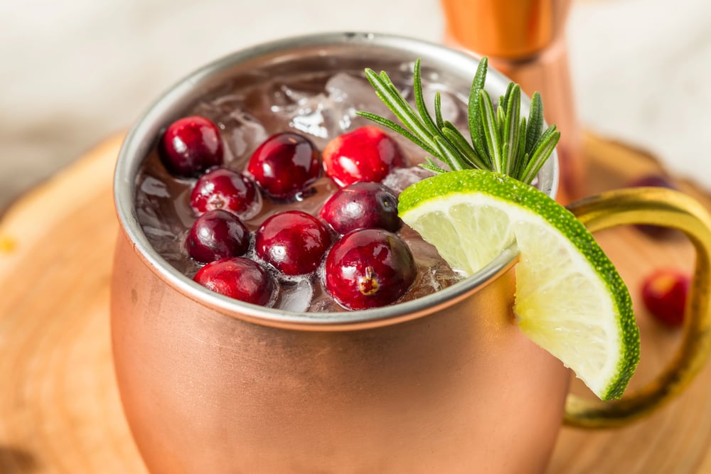 Boozy Refreshing Cranberry Mule with Rosemary and Lime for the Holidays