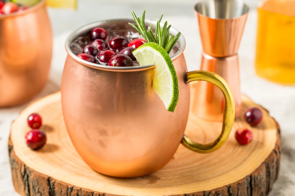Cranberry Moscow Mule with Lime for the Holidays