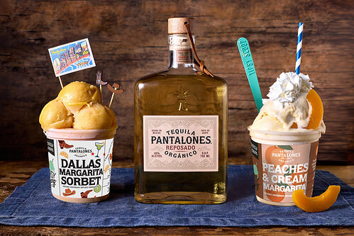 a bottle of pantalopes tequila and boozy ice cream